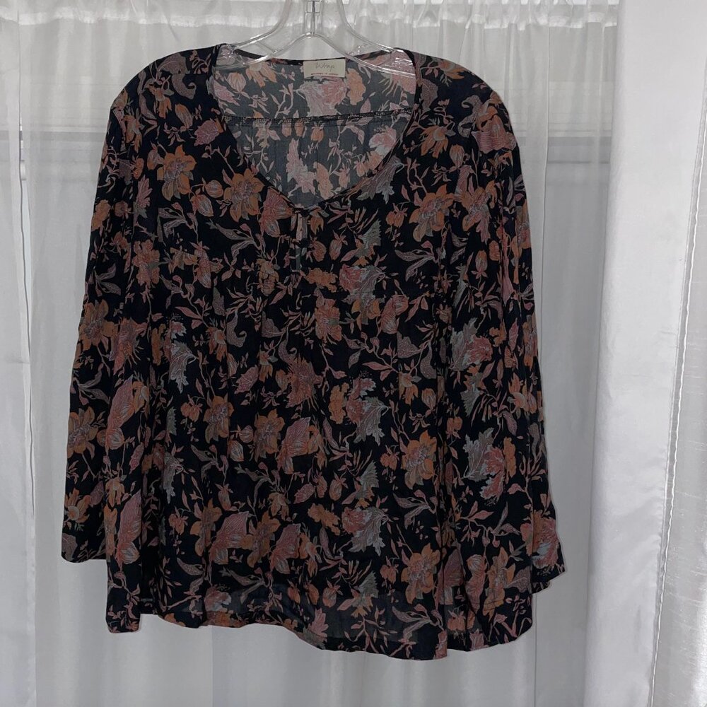 Wrap London Floral Print Blouse – 3/4 Sleeve – Rayon – Size 14